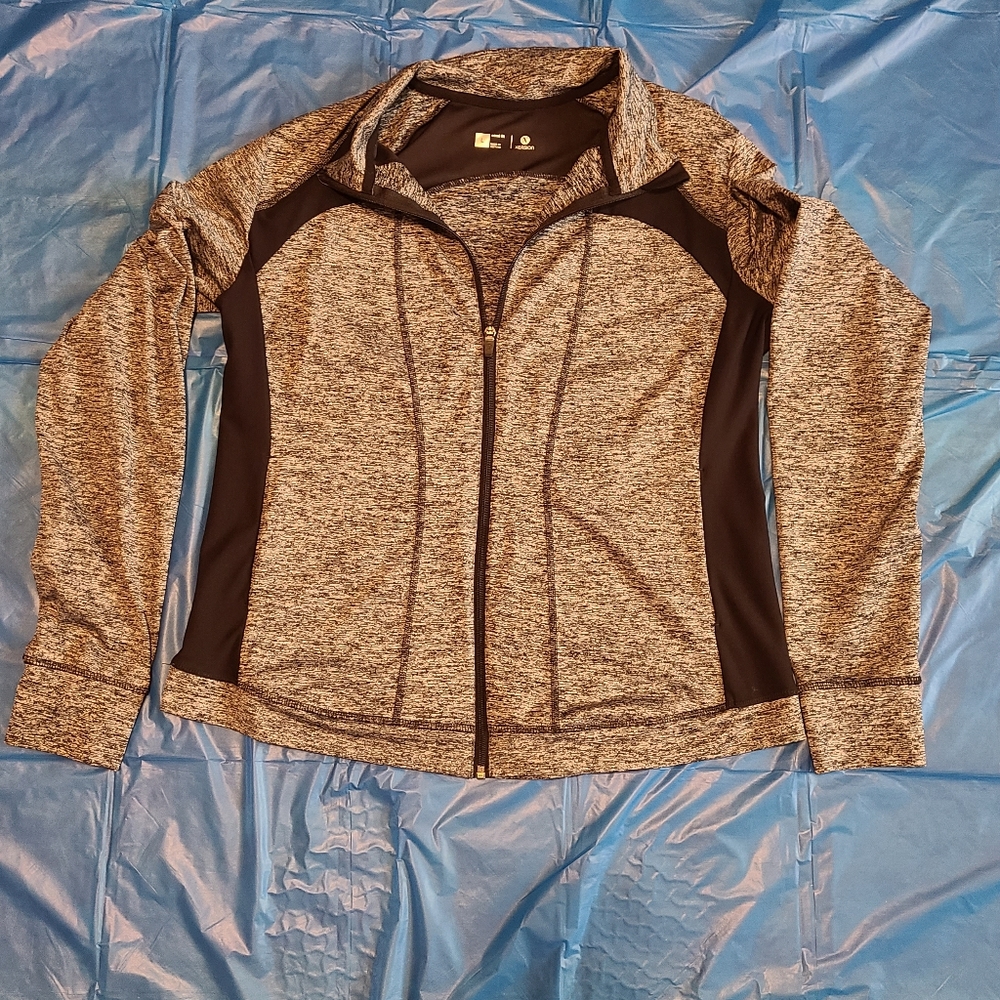 Gray and Black full zip athletic jacket